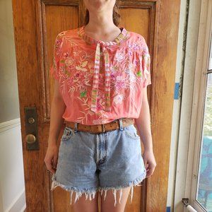 boho embroidered floral peasant top